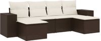 vidaXL 6-delige Loungeset met kussens, polyrattan, bruin