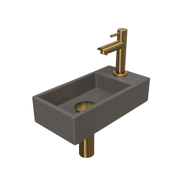Ink Versus fonteinset 36x9x18cm kraangat rechts Quartz beton/mat goud 1805155