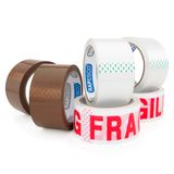 Rapesco 1687 Verpakkingstape Selectie, 50 mm Breed, 6 Taperollen | Verpakking van 2 x Bruin, 2 x Transparant, 2 x “FRAGILE”
