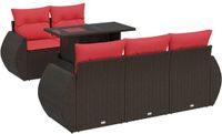 vidaXL 6-delige Loungeset met Kussens Poly Rattan Acacia Bruin
