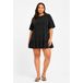 NOISY MAY Curve korte jurk met ruches Plus Size - zwart