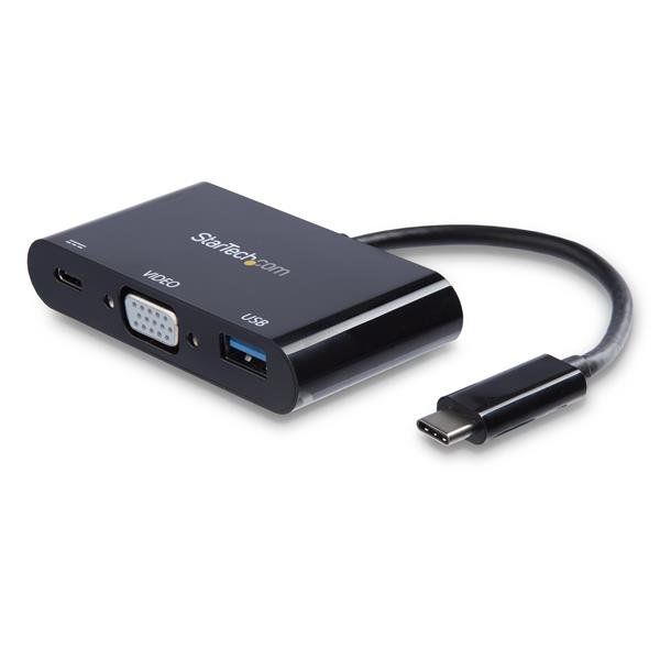 StarTech.com USB-C naar VGA Adapter met Power Delivery en USB-A - Zwart