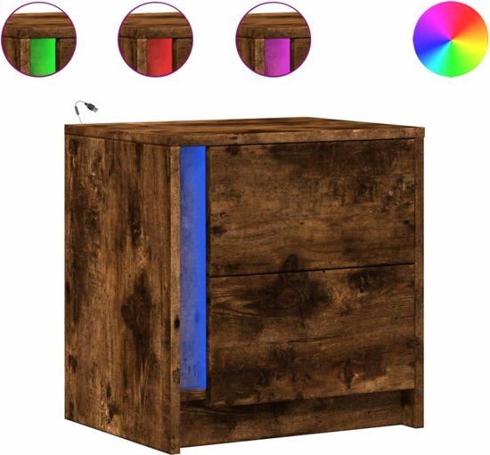 vidaXL Nachtkastjes met LED 2 stuks Bewerkt Hout Gerookt Eikenkleurig