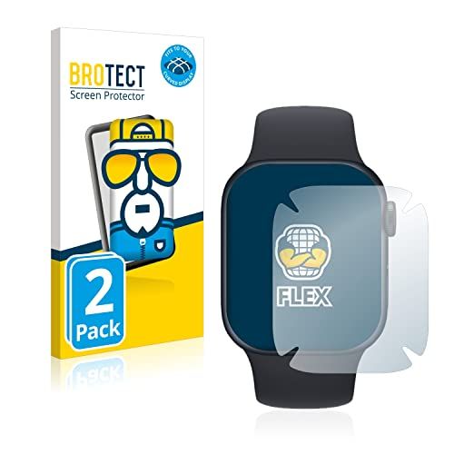 brotect Full-Cover Screenprotector compatibel met Apple Watch Series 7 (41 mm) (2 Stuks)