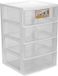 Hega Hogar Organiseur de tiroirs/bureau 4x tiroir - blanc/transparent - L38 x L38 x H58 cm - plastique