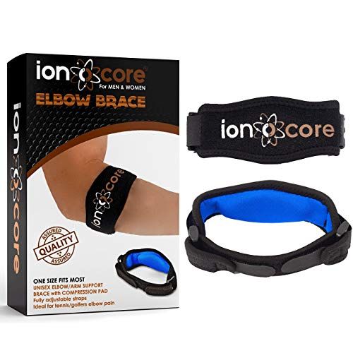 ionocore Ionocore® Tennisarm bandage elleboogbandage - voor fitness thuis - met EVA compressiepad - volledig verstelbaar en zeer licht - voor golf, squash, vrije tijd en fitnessstudio - eenheidsmaat