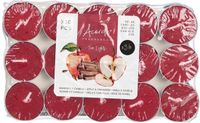 Acorde theelichtjes - appel/kaneel geur - 30x - rood - waxinelichtjes/geurkaarsen - 3 branduren