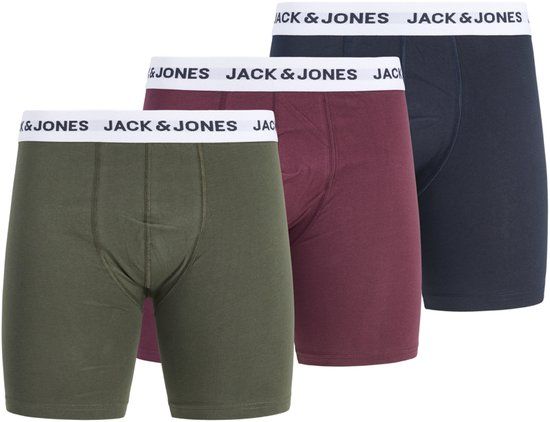 Jack & Jones Onderbroek Jacadrian Solid Boxer Briefs 3 Pack 12300892 Windsor Wine/sky Captain Mannen Maat - XXL