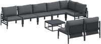 vidaXL - Tuinbank - Set - 9 - st - Zwart - Staal