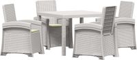 vidaXL Tuin Eettafel Set 5-delig Wit en Crèmekleurig PP