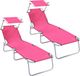 vidaXL Ligstoel 2 stuks Polyester Roze