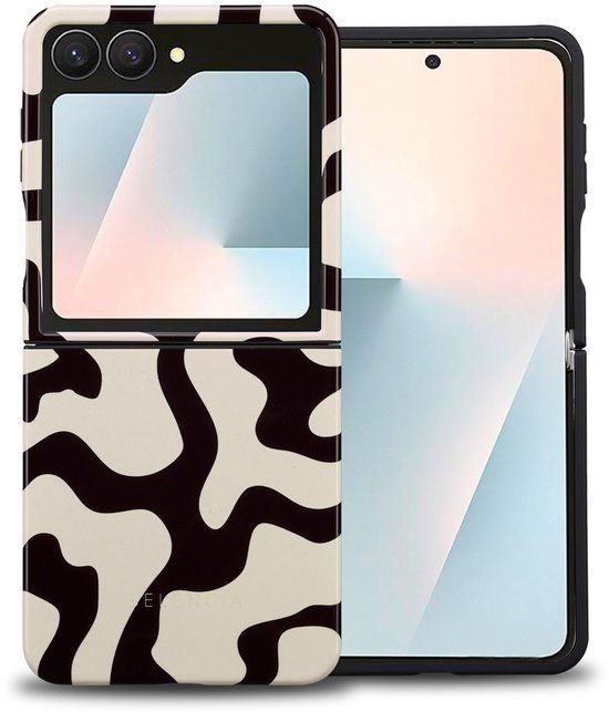 Selencia Hoesje - Geschikt voor Samsung Galaxy Z Flip 7 - Backcover - Art Wave Black