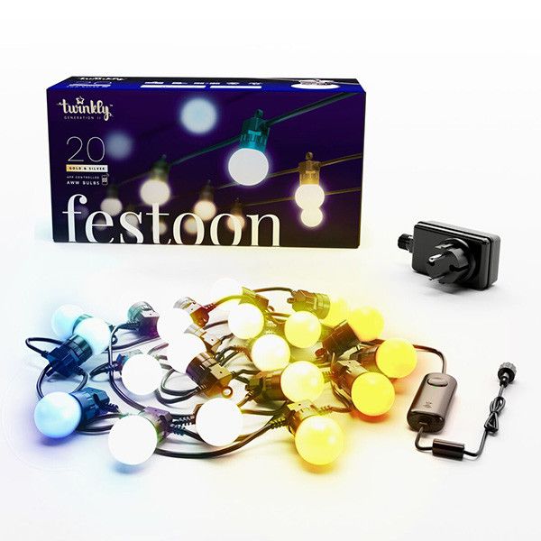 Twinkly Festoon - App-gestuurde LED-lamp Lichtsnoer - 20 LED's - 10 Meter - Zwart
