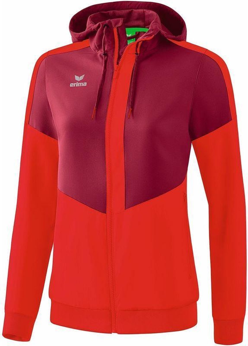 Erima Squad Tracktop Jack Met Capuchon Dames Bordeaux-Rood Maat 38