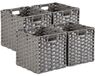Boîtes de rangement, 28 cm, aspect rotin, set de 4, gris cendré