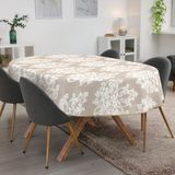 ANRO Tafelkleed Damast Beige Ovaal 220x140cm