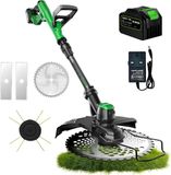 Merkloos / Sans marque Wan GmbH Elektrische Onkruidtrimmer - Snoerloze Grastrimmer - Tuin Onderhoud - Drie Snijmethoden - 109-140 cm - Groen