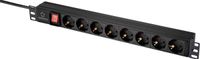 Renkforce RF-4604248 19 inch Stekkerdoos voor patchkast 1 HE Geaarde contactdoos Met schakelaar Zwart