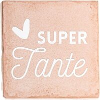 Lottea Tegeltje 'Super Tante' - Roze - Keramiek - 10x10cm