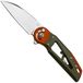 Fox Metamorphosis FX-556-B5 M390 Satin Wharncliffe, Aluminium vert, Aluminium orange bolster couteau de poche