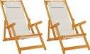vidaXL Strandstoel met kussen, 2 stuks, bruin, Massief Acacia Hout