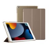 HUEZOE Beschermhoes compatibel met iPad 9,7 inch, 2018/2017 model, 6/5 generatie, drievoudige houder, ultradun, harde hoes, auto-wekker, slaap, goud