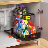 XIVADA Gootsteenkast Organizer - Zwart - Keuken Organizer - Uitschuifbaar - Gootsteenrek