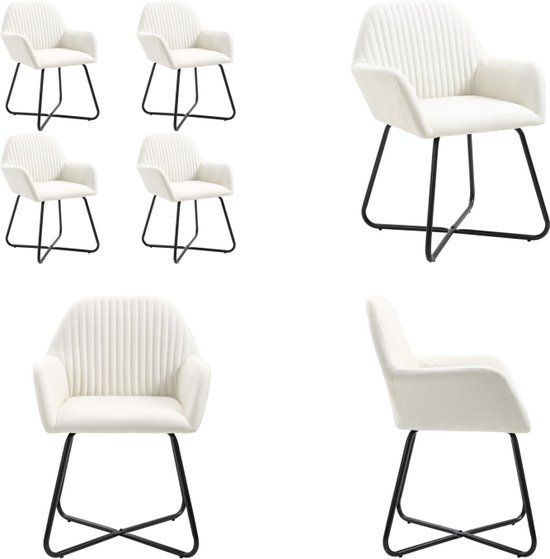 vidaXL Eetkamerstoelen 4 stuks stof crèmekleurig