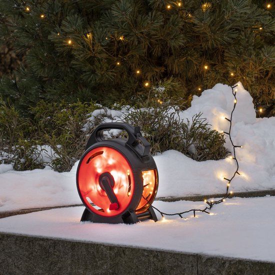 Konstsmide Kerstverlichting buiten - Lichtsnoer op kabelhaspel 10 meter - 150 LEDs - Amberkleurig - IP44 waterdicht
