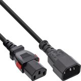 InLine IEC Lock C13 - C14 stroomkabel voor UPS/PDU | 3x 1,00mm | zwart | 3 meter