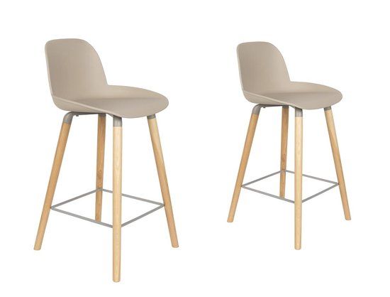 Zuiver Albert Kuip Barkruk - 65 cm - Taupe - Set van 2