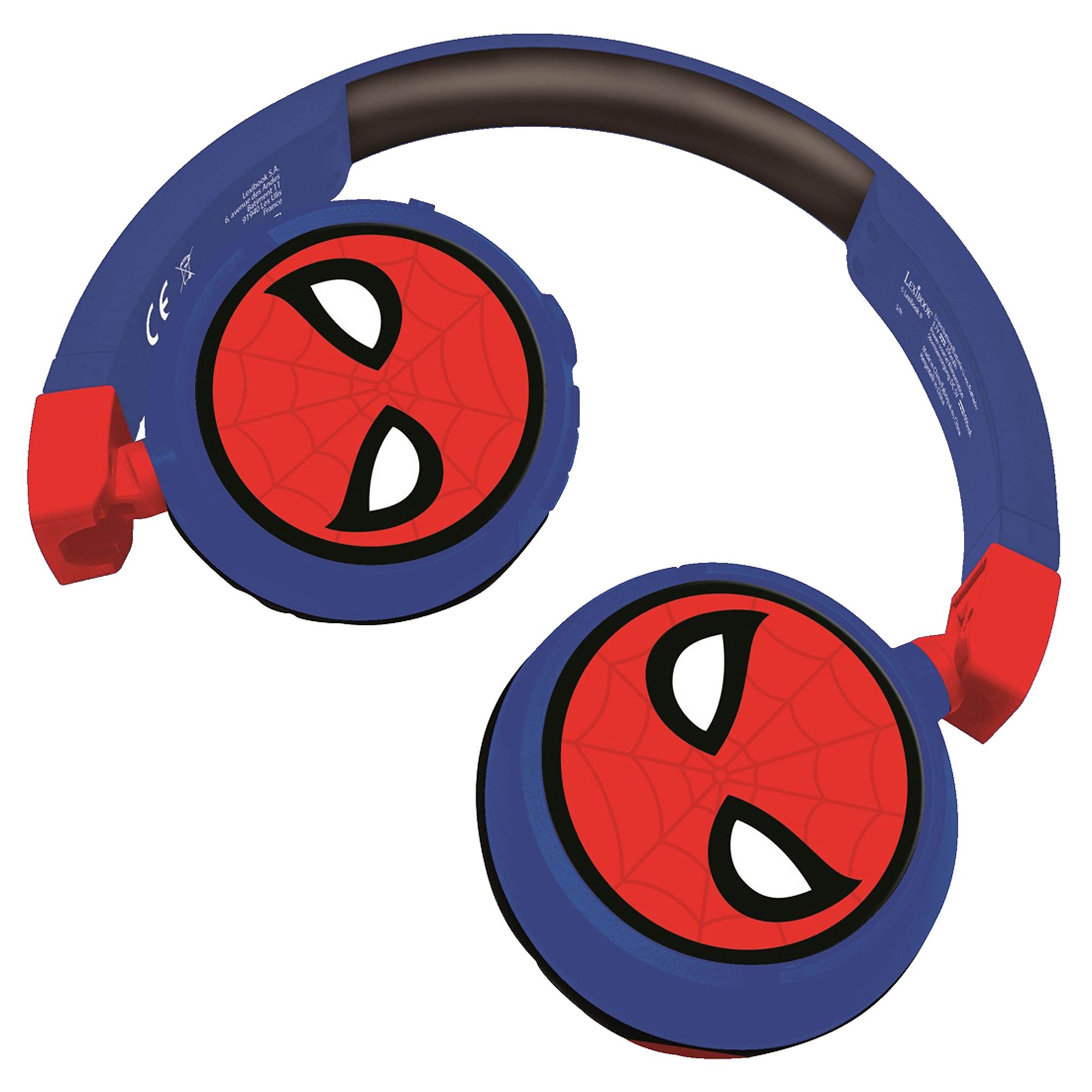 Lexibook Spider-Man 2-in-1 Bluetooth Headphones for Kids - Red/Blue