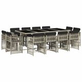 vidaXL 13-delige tuinset met kussens, lichtgrijs, polyrotan