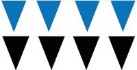 Shoppartners Bv Feest versiering punt vlaggetjes pakket - 120 meter - blauw en zwart - slingers / vlaggenlijnen - kunststof - buiten/binnen