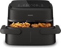 Philips Airfryer Serie 1000 Friteuse zonder olie, 7,1 liter, flexibel mandje, afneembare scheidingswand, 2400W, zwart
