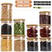 Ensemble de contenants en verre - Pots de conservation hermétiques - Verre - Couvercles en bois - Convient aux aliments - 5 x 250 ml + 5 x 350 ml - 10 pièces