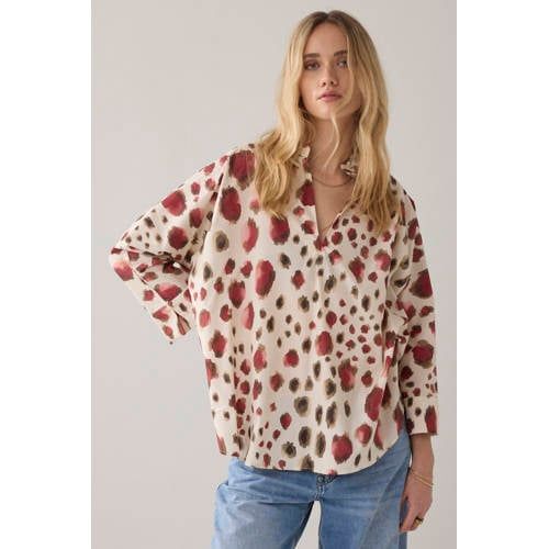 Summum top met dierenprint ecru