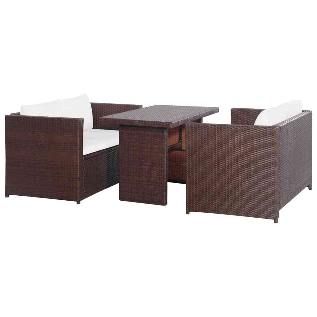 vidaXL Loungeset poly rattan bruin 11-delig