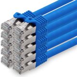 1aTTack.de 0,25m CAT7 LAN-netwerkkabel RJ45 10 Gigabit, 10 stuks - blauw
