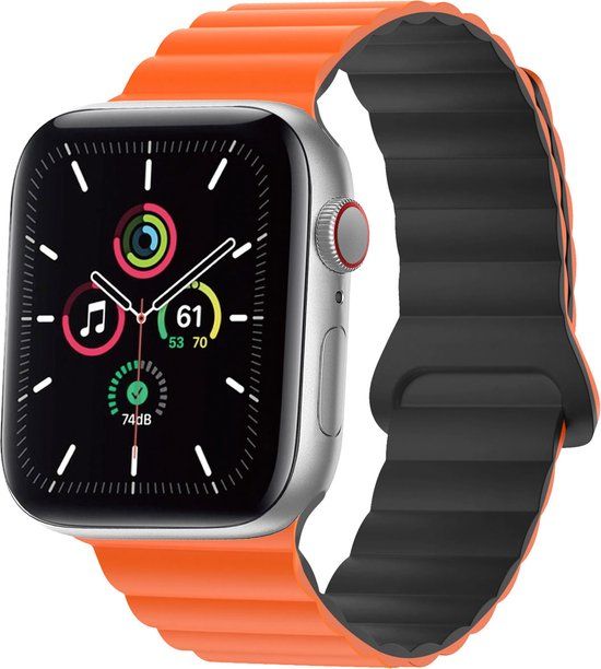 iMoshion Siliconen magnetisch bandje Apple Watch 38/40/41mm - Oranje/Zwart