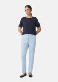 Comma Lange Broek Regular Fit Katoen Lichtblauw Vrouwen Maat 40