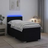 vidaXL Boxspringbed met matras en LED-verlichting, zwart, 100 x 200 cm, stof