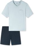 SCHIESSER Pyjama kort Heren Lichtblauw Katoen Jersey Effen