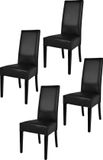 t m c s Tommychairs Luisa - Eetkamerstoelen - Set van 4 - Zwart - Kunstleer & Hout