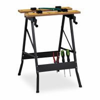 Relaxdays Werkbank Inklapbaar - Werktafel - Met Klemmen - Verplaatsbaar - Natuur/Zwart