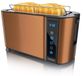 Arendo Langschlitz-Toaster 1500 W für 4 Scheiben, Toastautomat mit Touchpanel, Display mit Restzeitanzeige, 7 Bräunungsstufen, Brötchenaufsatz, Edelstahl, kupfer