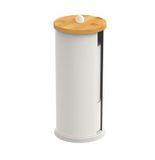 Merkloos Relaxdays Reserverolhouder - 3 rollen - Metaal - Bamboe - Wit