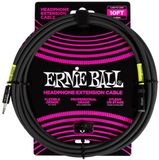 Ernie Ball 6424 Hoofdtelefoon Verlengkabel 3 Meter Minijack 3.5mm naar 3.5mm Zwart
