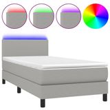 vidaXL Boxspringbed met matras en LED-verlichting, lichtgrijs, 80x200 cm, stof