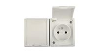 Contact-Simon AQGZ1-2/11 stopcontact, kunststof, wit, IP54, 250 V, 122 mm, 46 mm